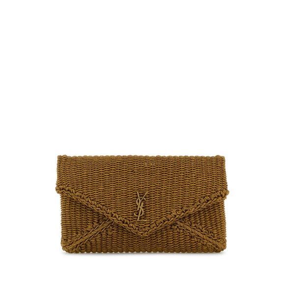 Saint Laurent Women Camel Crochet Envelope Cassandre Clutch - Picture 1 of 2